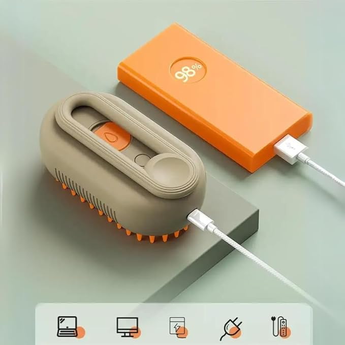 4-in-1 Cat Grooming Brush – Water Spray & Self-Cleaning Shedding Brush for Cats & Dogs – Pet Hair Removal & Massage Comb for Long & Short Hair (beige).-PurrikoPets