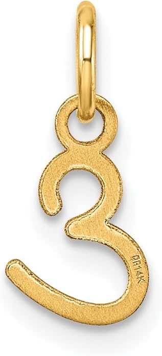 Jewelry Affairs 14K Yellow Gold Script Alphabet Initial Letter Charm Pendant, 14mm