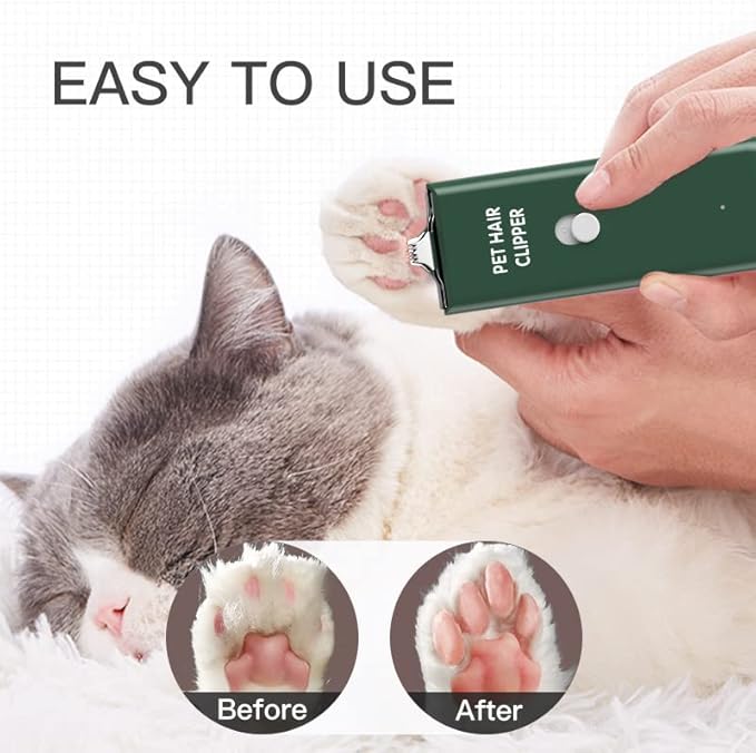 Feet Hair Trimmer, Dog Clippers,Quiet Washable USB Rechargeable Cordless Dog Grooming Kit,Electric Pets Hair Trimmers Shaver Shears for Dogs and Cats Green-PurrikoPets