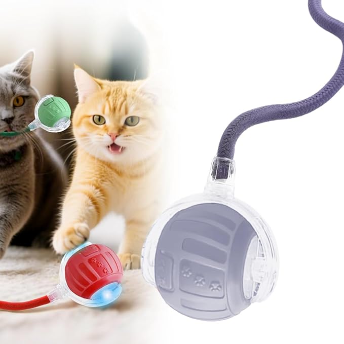 2026 New Interactive Pet Toy Ball, Smart Interactive Toy Ball for Cats & Dogs, Electric Rolling Pet Toy Ball, Rechargeable Interactive Cat Toys for Bored Indoor Cats Kittens to Keep Busy (Gray)-PurrikoPets