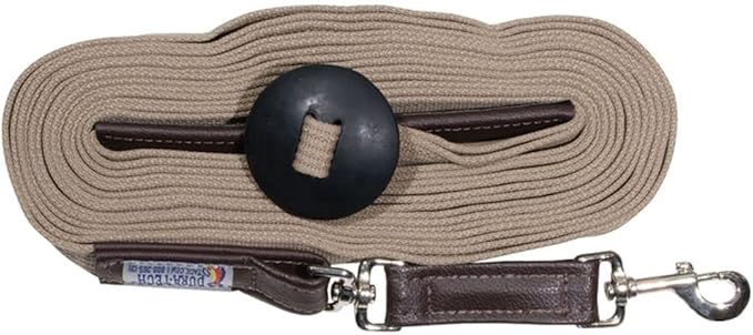 Dura-Tech German Web Cord Lunge Line for Horses | Soft Grip Ribbed Webbing | Lightweight & Durable | Nickel-Plated Snap or Chain Options | Lunch Line with Swivel End and Snap-PurrikoPets