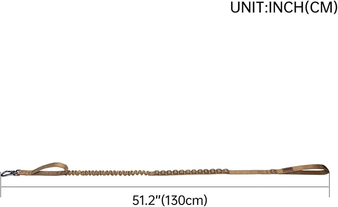 EXCELLENT ELITE SPANKER Tactical Bungee Dog Leash Military Adjustable Dog Leash Quick Release Elastic Leads Rope with 2 Control Handle(Coyote Brown)-PurrikoPets