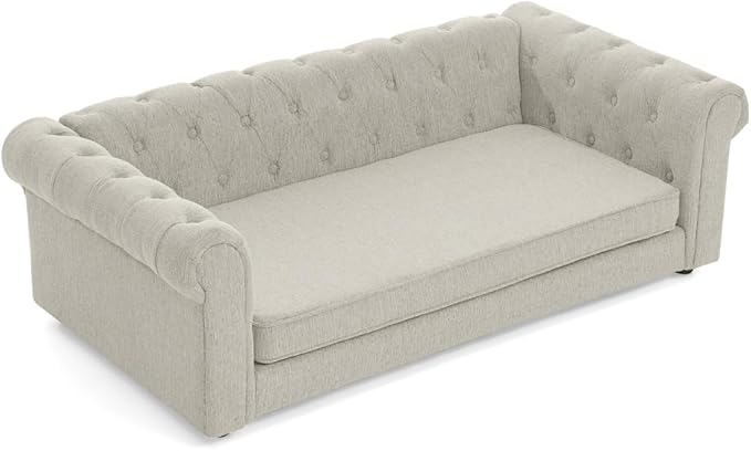 Dog Sofa Couch for Medium to Large Dogs, 55" Memory Foam Pet Sofa Couch with Washable Fabric, Durable Elevated Dog Bed with Legs, Removable Cushion for Medium and Large Dogs, Beige-PurrikoPets