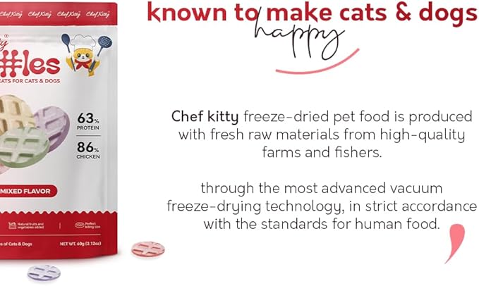 Freeze Dried Chicken Cat & Dog Waffle Treats - Made with Human Grade Chicken Breast & Liver - 5 Natural Flavors - Healthy, Tasty, Dry Food for Indoor Cats, Dogs - Inspected & Tested in USA-PurrikoPets