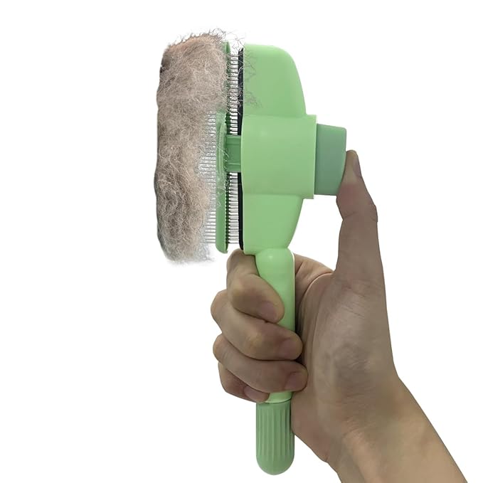 2PCS Cat Comb Dog Hair Comb，Pet Grooming Cleaning Comb，Pet Hair Removal Tool with Release Button-PurrikoPets