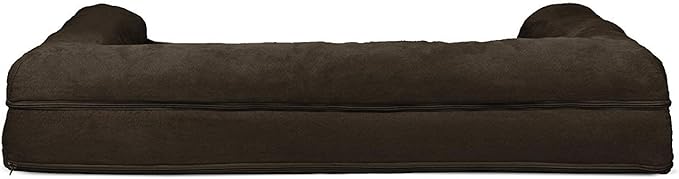 Furhaven Cooling Gel Dog Bed for Large Dogs w/ Removable Bolsters & Washable Cover, For Dogs Up to 95 lbs - Plush & Suede Sofa - Espresso, Jumbo/XL-PurrikoPets