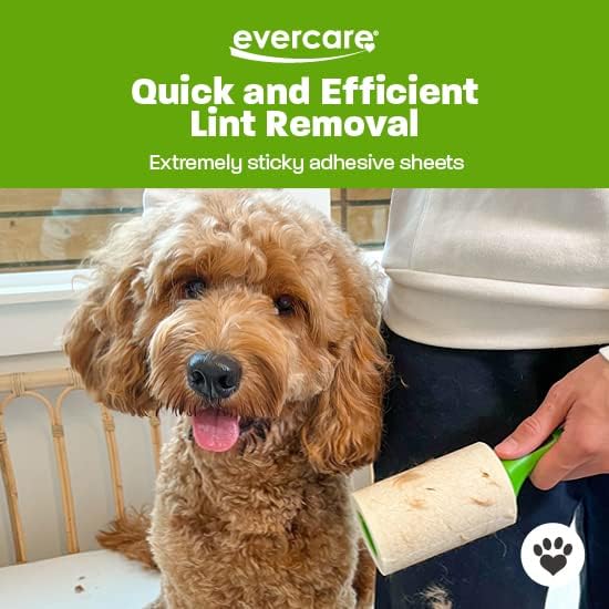 Evercare Ultra Sticky Pet Lint Roller Value Pack with 2 Lint Rollers and 3 Refill Rolls, 60 Sheets Each Multicolor-PurrikoPets