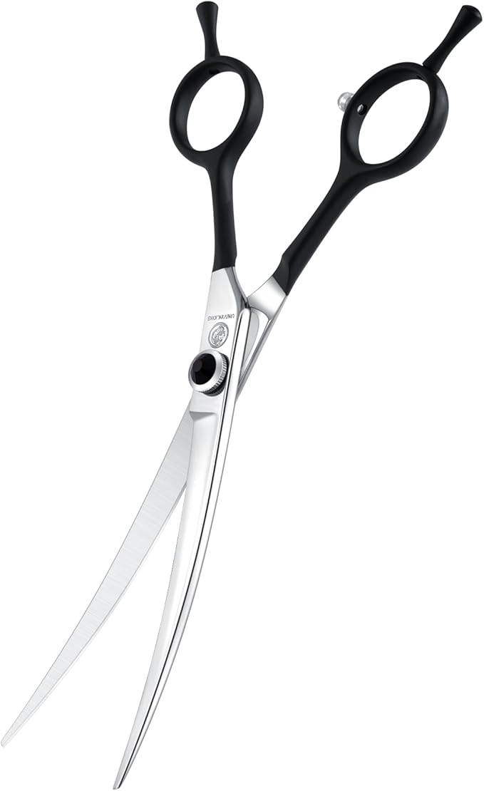 Dragon Creek 7" Upward Curved Dog Grooming Scissors - Safety Shears for Face & Paws Trimming - Black-PurrikoPets