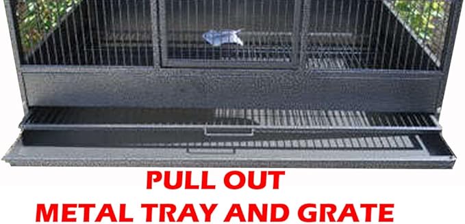 Extra Large Single Stacker Strong Heavy Duty Wrought Iron Breeder Parrot Aviary Bird Breeding Breeder Cage with Side Nest Breeding Doors On Wheels-PurrikoPets