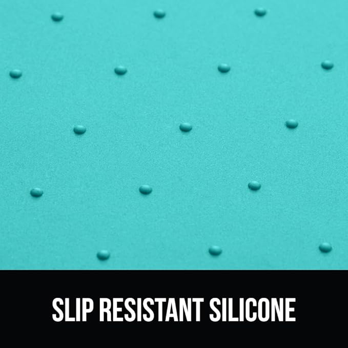 GORILLA GRIP 100% Waterproof Raised Edge BPA Free Silicone Pet Feeding Mat, Dog Cat Food Mats Contain Spills Protects Floors, Placemats for Cats and Dogs Water Bowl, Pets Accessories 23x15 Turquoise-PurrikoPets