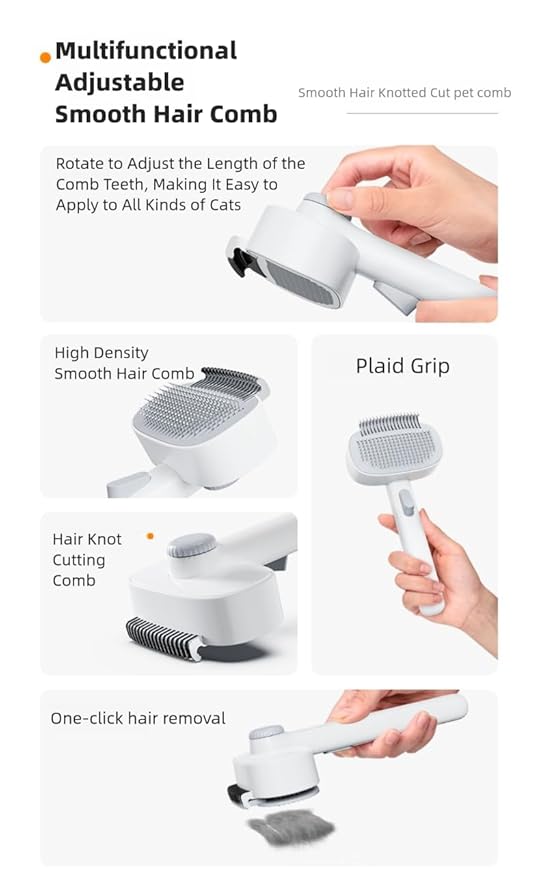 Adjustable Comb for Cats & Dogs: 2-in-1 Deshedding Brush with Hair Removal Board, Dematting Tool for Long/Short Hair - Undercoat Rake & Smooth Grooming Comb-PurrikoPets