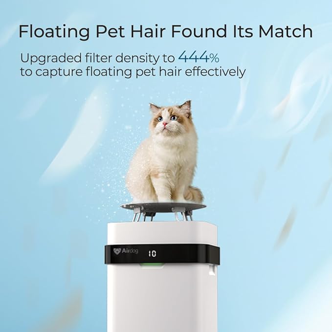 Airdog X5 Pet Air Purifier – TPA Technology Up to 20X More Effective than HEPA, Ideal for Rooms Up to 1614 sqft - Washable Filter and Whisper Quiet-PurrikoPets