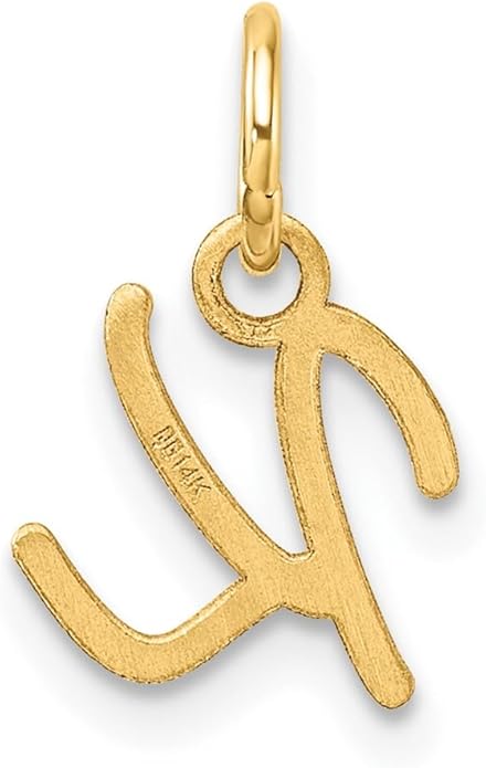 Jewelry Affairs 14K Yellow Gold Script Alphabet Initial Letter Charm Pendant, 14mm