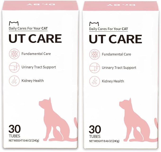 Dr.by UT Care Cat UTI Kidney Support Urinary Supplement Cranberry Treatment for Cats Renal Health with Pacran, Quercetin, Taurine lickable Formula Individually Packaged (2 Packs)-PurrikoPets