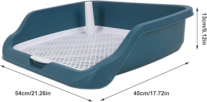 Fabater Dog Potty Toilet Training Tray, Portable Multifunctional Mesh Puppy Training Toilet Pad Holder with Bafflel for Small Dogs Puppies (Peacock Blue)-PurrikoPets