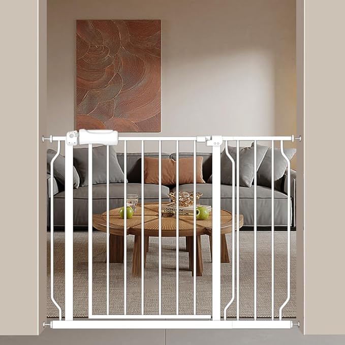 Extra Wide Baby Gate 38.5-43.5 Inch Walk Through Pressure Mounted No Drill Safety Child Gate with Door Tension Metal Gate for Stairs Doorway Puppy Dog Cat-PurrikoPets