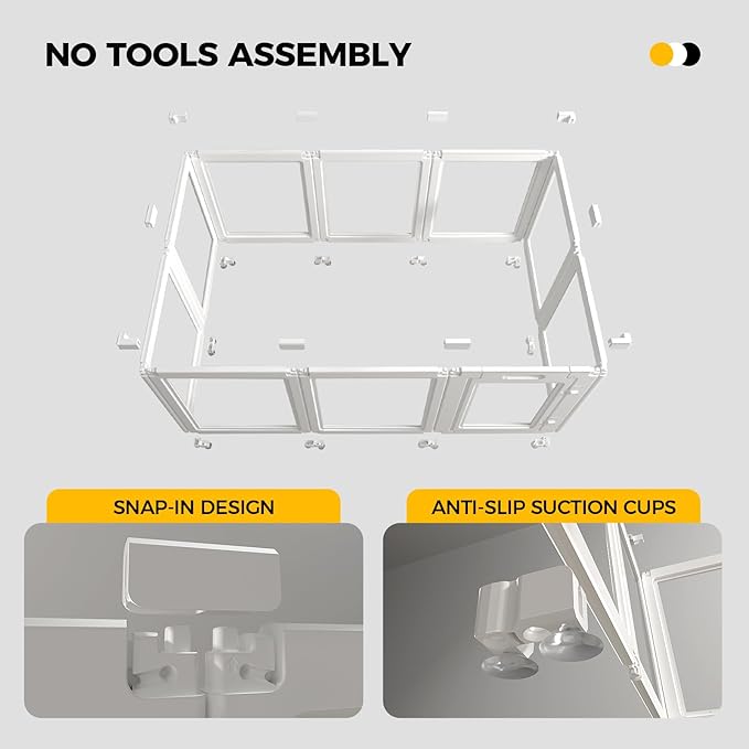 30.3“H 2PCS Extension Kit - Door+Panel, T-Buckles for Compartment, Expandable Clear Dog Play Pen Acrylic Dog Playpen Indoor,for Puppy Cat Bunny Small & Medium Dogs (White, 30.3" H, 2PCS)-PurrikoPets