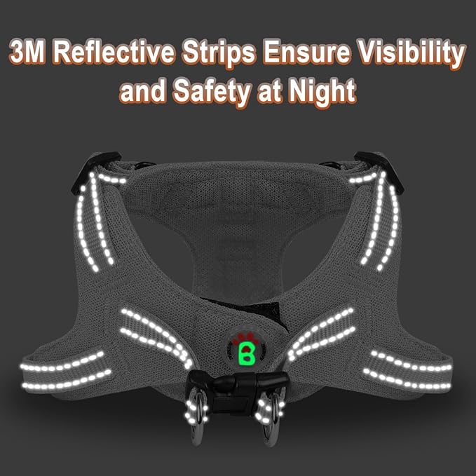 Dog Harness Step in Dog Vest Harness, Reflective Adjustable Puppy No Pull Harness Breathable Soft for Small and Medium Dogs Cats, Grey, XS-PurrikoPets