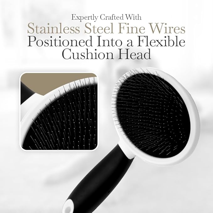 Fuller Brush Slicker Pet Brush - Angled Fine Steel Wires - Ergonomically Designed Rubberized Handle For Comfort & Control - Remove Shedding & Matted Hair - Tool For Grooming Dogs & Cat-PurrikoPets