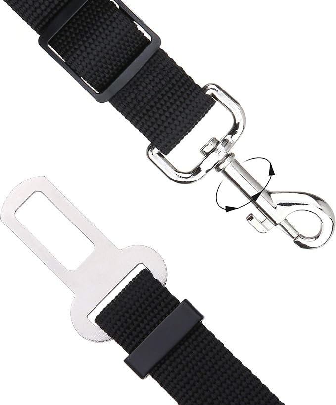 Elisel Elisel 2 Packs Adjustable Length Pet Dog Cat car seat Belt Pet seat Belt Pet Accessories for Dogs Cats and Pets (Black)-PurrikoPets