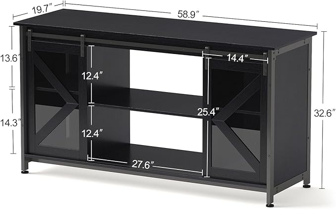 55-75 Gallon Aquarium Stand Heavy Duty Steel Frame, Fish Tank Cabinet with Accessories Storage for Reptile Terrarium & Turtle Tank - 1000lbs Capacity (Black)-PurrikoPets