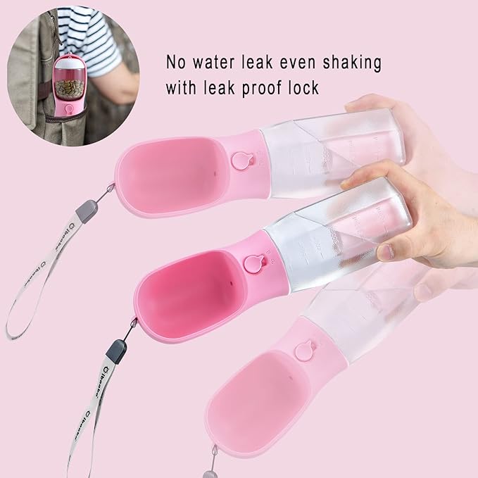 Dog Water Bottle with Food Container & Poop Bag Holder, Travel Water Bowl, Portable Pet Dispenser, Dog Stuff Accessories Items, Puppy Essentials Necessities for Yorkie Chihuahua Walking Hiking-PurrikoPets