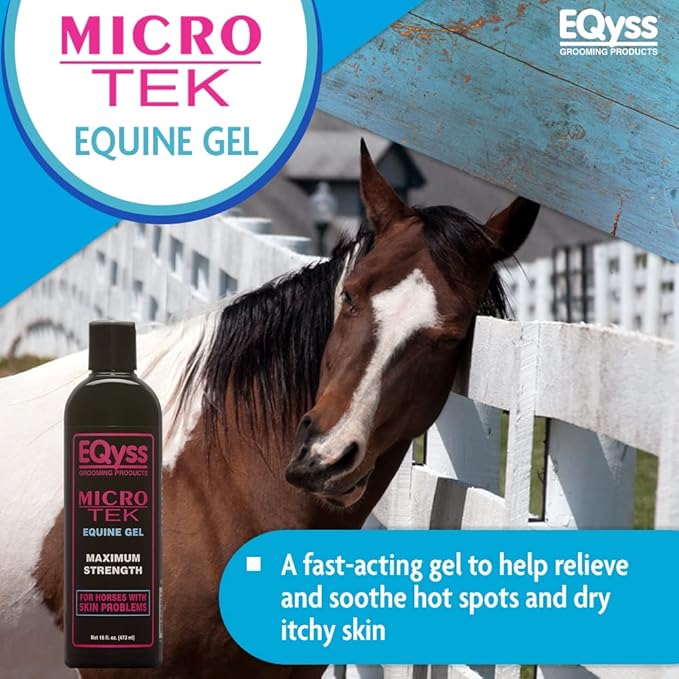 EQyss Micro-Tek Equine Itch Relief Gel - Soothes Irritated Skin, Stops Itching, Scratching, Rubbing - for all Horses, Ponies, Mares, Foals (16 oz)-PurrikoPets