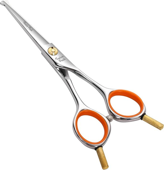 Fenice Peak 5'' Small Straight Scissors Lightweight Dog and Cat Grooming Scissors with Safety Round Tip JP440C Stainless Steel Sharp Blades for Body Facial Nose Ear and Paw Hair Easy Use-PurrikoPets