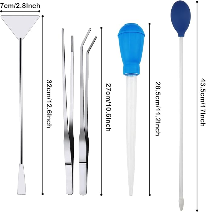 Fish Tank Cleaning Tools, 8 in 1 Aquarium Feeder Tools Kit, Aquarium Plants Cleaner, Stainless Steel Feeding-PurrikoPets