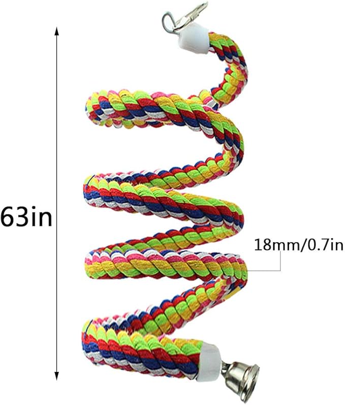 2pcs 63in Bird Perch Rope Bungee Parrot Toy - Pure Natural Cage Chewing Toy-PurrikoPets