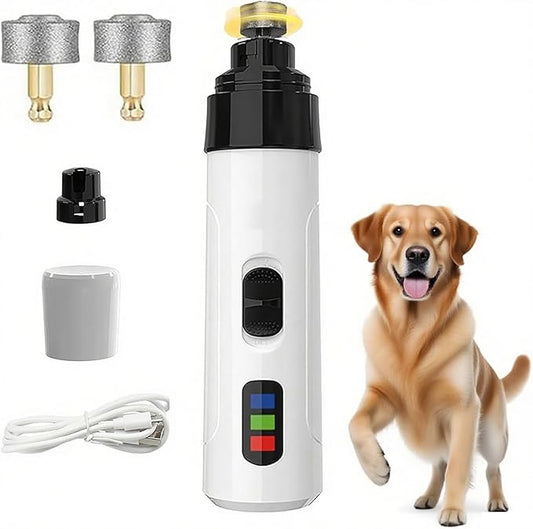 Electric Dog Nail Grinder - USB Rechargeable Electric Nail Trimmer with 3 Diamond Grinding Heads for Small to Large Dogs & Cats-PurrikoPets