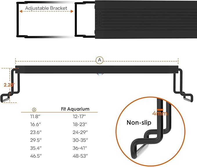 GLOWRIUM LED Aquarium Light with Remote, Full Spectrum Fish Tank Light with Auto Timer, IP67 Waterproof Freshwater Planted Tank Light, Dimmable RGB+W+Moon LEDs with High Performance (23W 30-35inch)-PurrikoPets