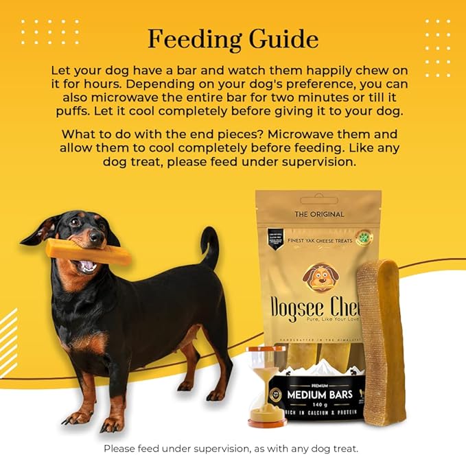 Dogsee Original Himalayan Yak Chews for Dogs (Medium - 2 Bars) | 100% Natural | Dog Treats Healthy | No Grain, No Gluten | for Teeth Cleaning-PurrikoPets