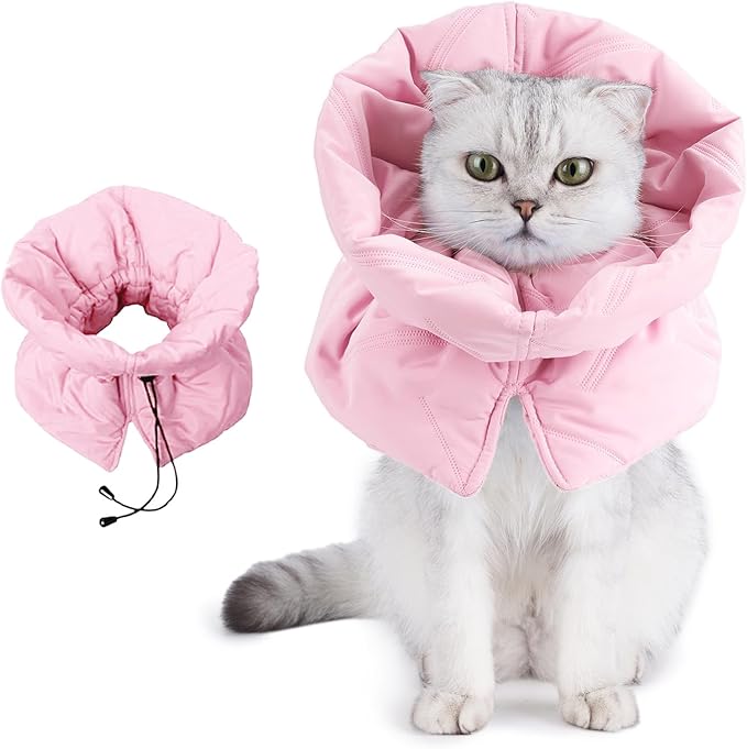 Adjustable Cat Recovery Cone Collar, Lightweight Soft Cat E-Collar Alternative After Spay, Waterproof Comfy Collars to Stop Licking Wound After Surgery, Protective Cone for Kittens/Puppies-PurrikoPets