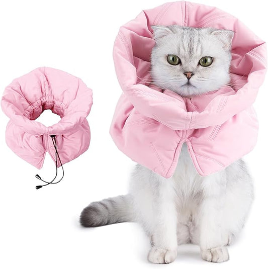 Adjustable Cat Recovery Cone Collar, Lightweight Soft Cat E-Collar Alternative After Spay, Waterproof Comfy Collars to Stop Licking Wound After Surgery, Protective Cone for Kittens/Puppies-PurrikoPets