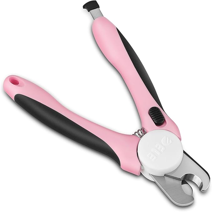 Flexzion Dog Cat Nail Clipper and Trimmer, Pet Toe Claw Scissor Grooming Tool with Stainless Steel Blades File Easy Grip Handle Safety Guard Avoid Overcutting for Small Medium Large Breed Puppy, Pink-PurrikoPets