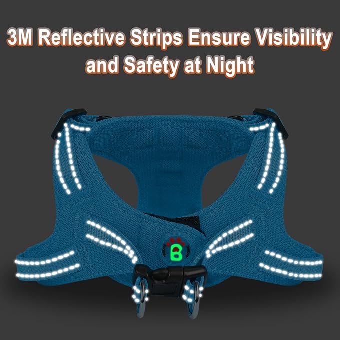 Dog Harness Step in Dog Vest Harness, Reflective Adjustable Puppy No Pull Harness Breathable Soft for Small and Medium Dogs Cats, Blue, S-PurrikoPets