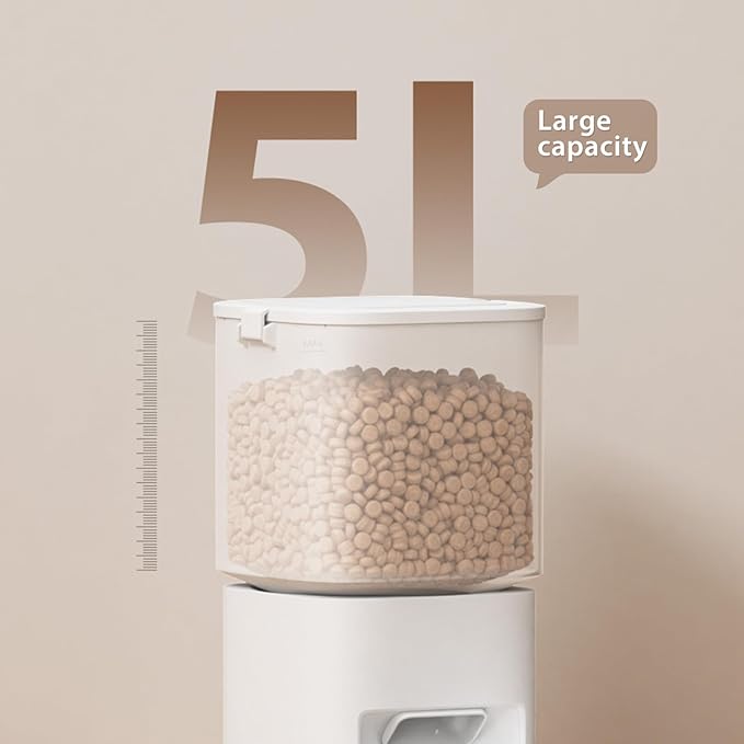 5L/21 Cups Automatic Cat Feeder, Timed Automatic Pet Feeders, Cat Dry Food Dispenser Dual Power, 10 Meals Programmable 1-15 Portion Control Cats Feeder, Pet Food Dispenser for Cats & Puppy(Not WiFi)-PurrikoPets
