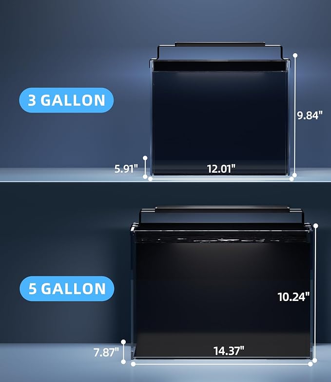 5 Gallon Fish Tank Aquarium Kit with Filter, LED Light with Timer, Siphon Vacuum Cleaner, Lid, Self-Cleaning Glass Rimless Betta Tank-PurrikoPets