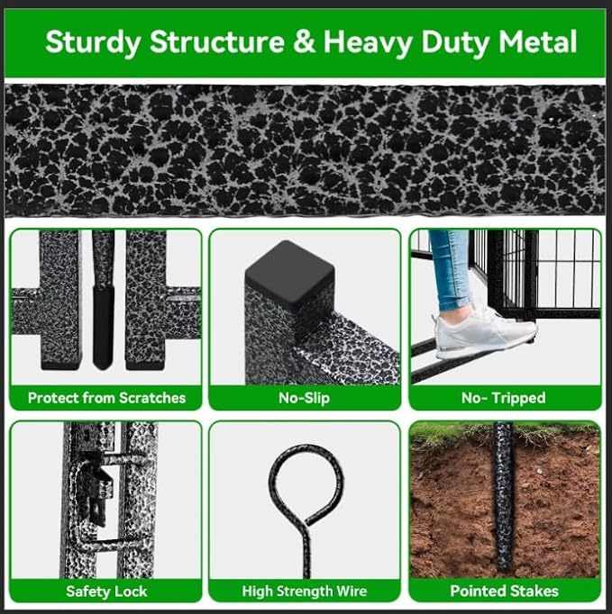 Dog Playpen Outdoor Extra Wide 32 Panels Heavy Duty Dog Fence 40" Height Anti-Rust with Doors Portable for RV Camping Yard, Total 84FT, 561 Sq.ft, Snowy Black-PurrikoPets