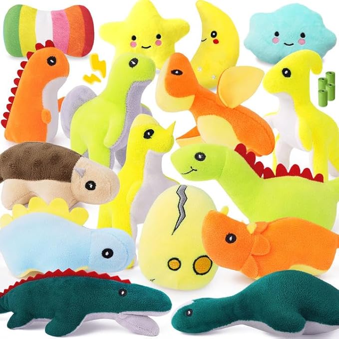 20-Pack Adorable Dinosaur Puppy Toys – Distinct Dino-Themed Squeaky Dog Toys for Small Dogs to Keep Them Busy, Interactive Chew Toys for Mental Stimulation & Gentle Teeth Cleaning-PurrikoPets