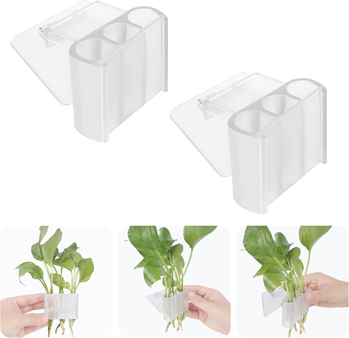 3 Holes Upgraded Aquatic Plant Cup Aquarium Plant Holder for Tank,Hanging Aquarium Plant Holder,Aquarium Aquatic Plant Cultivation,Aquarium Plant Decoration. (White 2PCS)-PurrikoPets