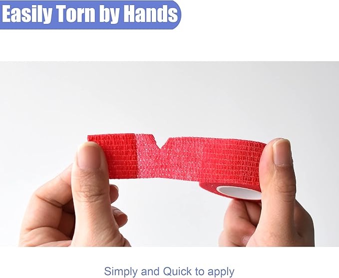 9 Pack 1" x 5 Yards Self Adhesive Bandage Wrap Self Stick Wrap for Ankle, Wrist, Finger, Sports, Breathable Cohesive Vet Tape for Pets (Red)-PurrikoPets