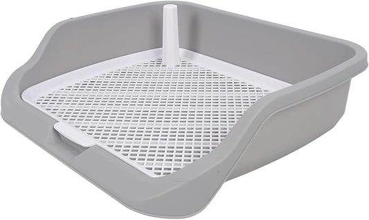 Fabater Dog Potty Toilet Training Tray, Portable Multifunctional Mesh Puppy Training Toilet Pad Holder with Bafflel for Small Dogs Puppies (Gray)-PurrikoPets