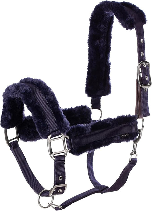 Equinavia Valkyrie Soft Ultra Fleece Padded Adjustable Breakaway Horse Halter - Navy/Navy - Warmblood-PurrikoPets