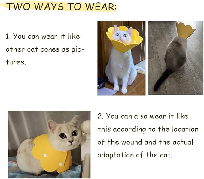 Adjustable Recovery Collar - Cute Flower Neck Cones After Surgery, Set of 2 E Collars for Kitten and Cats S Size (2 pcs)-PurrikoPets