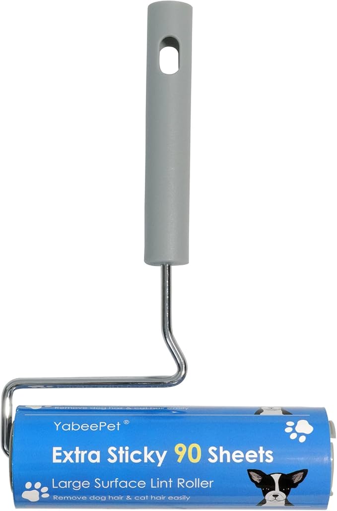 Extra Sticky Large Surface Lint Roller, 6.3'' Giant Lint Roller for Pet Hair, Lint Remover Roller for Cat Hair, Clothes, Furniture (1 Handle + 90 Sheets)-PurrikoPets