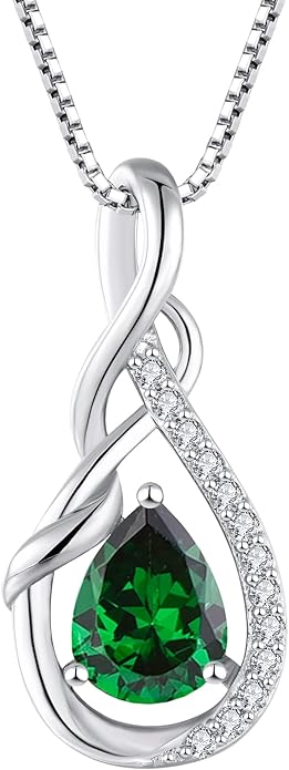 STARCHENIE Infinity Teardrop Pendant Necklace for Women 925 Sterling Silver Birthstone Jewelry