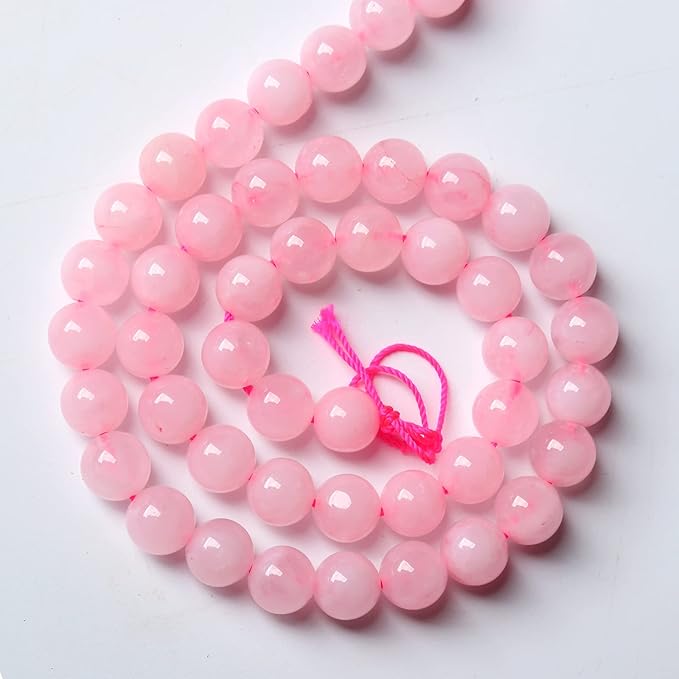 8mm Natural Rose Quartz Beads Pink Energy Crystal Round Loose Beads for Jewelry Making DIY Bracelets 15" 45pcs