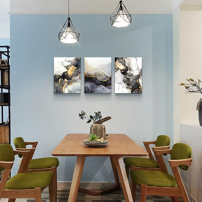 AHUASJART Abstract Canvas Wall Art For Living Room Boho Decor Bedroom Fashion Decors Office Ink Paintings 3 Pcs Framed Pictures Artwork Bathroom Home 16x24''-PurrikoPets